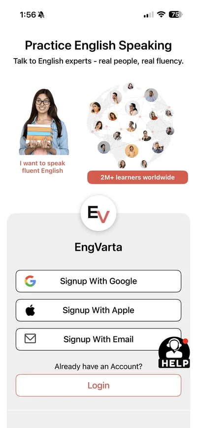 EngVarta app sign up screen